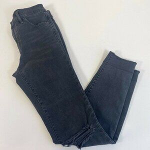 Madewell Womens 9" High-Rise Distressed Skinny Jeans Black Size 26 Raw Hem A8535